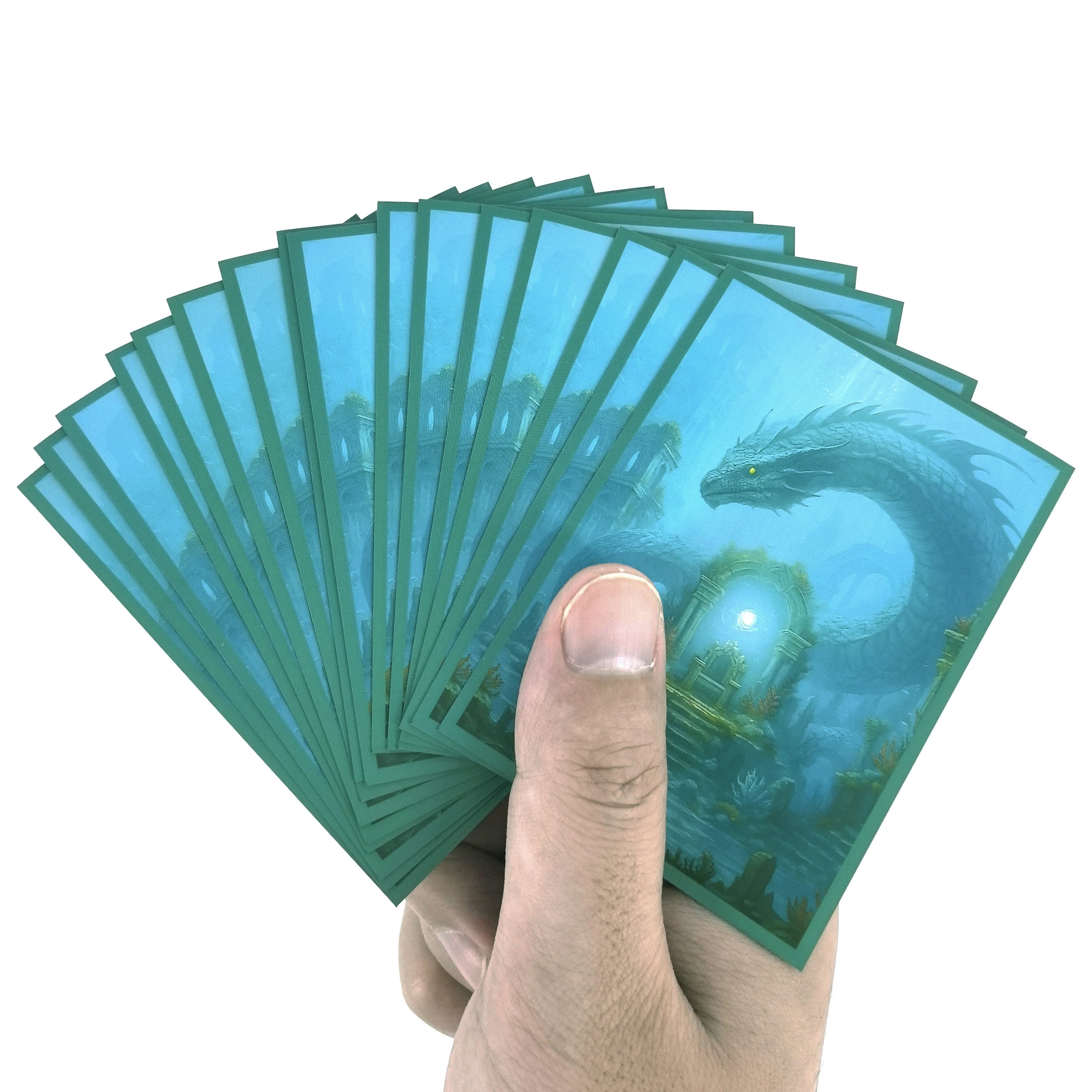 Ochraniacze na karty MTG, 100 sztuk, matowe, antypoślizgowe, ułatwiające mieszanie kart, 6,6 x 9,1 cm, pasują do TCG OCG CCG PTCG (Sea Snake) — zdjęcie produktu 2