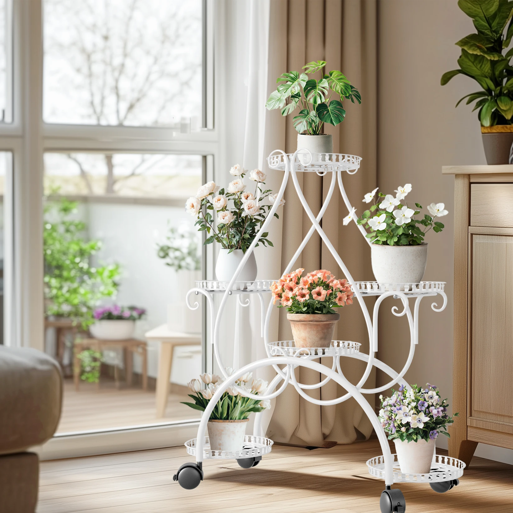 5 Tier Metal Plant Stands Indoor Outdoor Tiered Corner Tall Plant Shelf for Multiple Plants, Modern Flower Shelf Holder