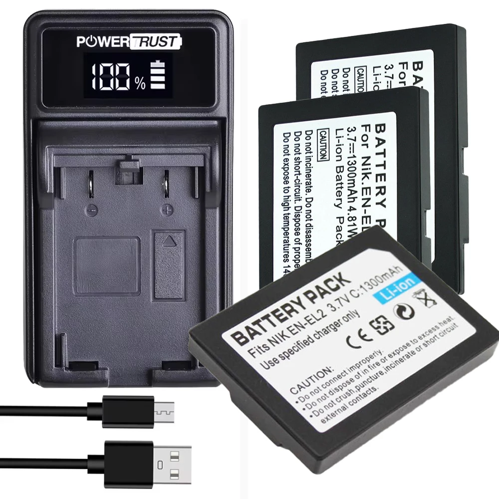 Replacement Battery for Nikon EN-EL2, Compatible with Nikon Coolpix 2500 3500 SQ500 Camera,Nikon MH-60 Charger