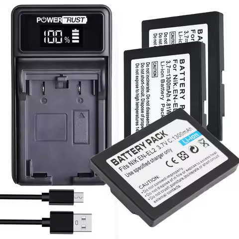 Replacement Battery for Nikon EN-EL2, Compatible with Nikon Coolpix 2500 3500 SQ500 Camera,Nikon MH-60 Charger