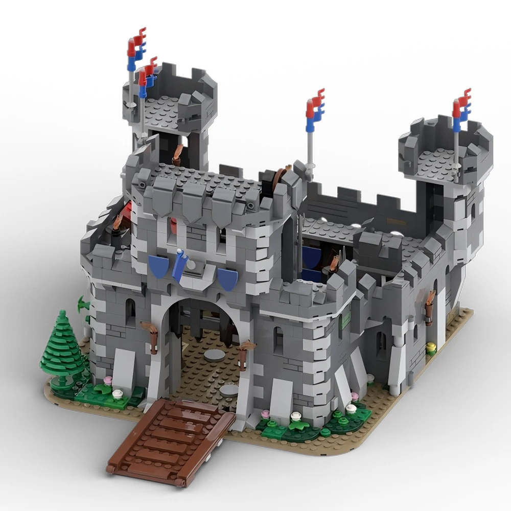 New European Medieval Lion Knight Castle Street View Model MOC Creative Children's Assembled Toys Holiday Gift MOC Blocks