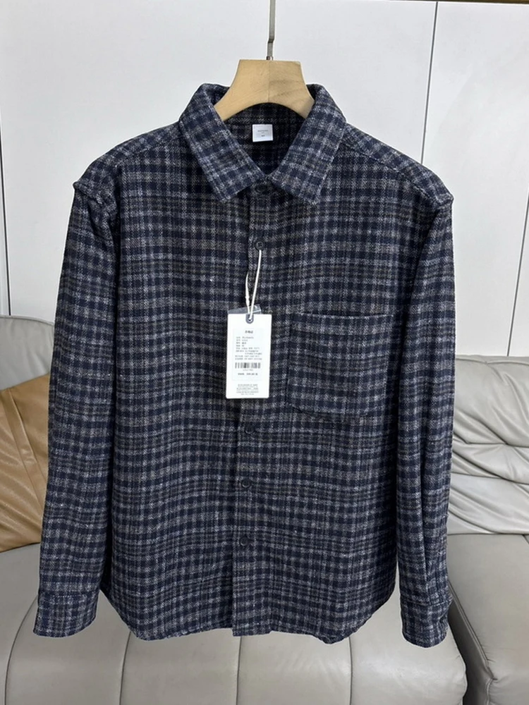 

Новинка осени: Мужская повседневная рубашка-куртка в американском ретро-стиле, высококачественная, приятная к телу, теплая, с клетчатым воротником, свободного кроя