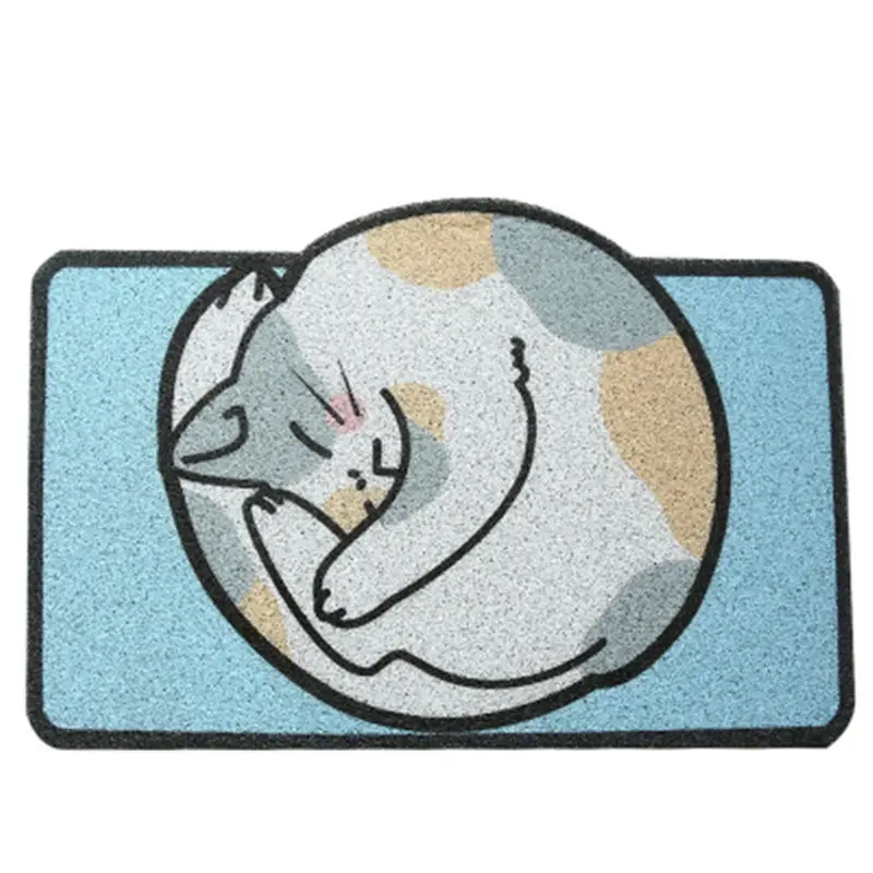 Cat Cartoon Sand Scraping Dust Door Welcome Mat Hallway Bath Non-slip Rug Dust Removal Carpet Wire Loop Footpad Doormat