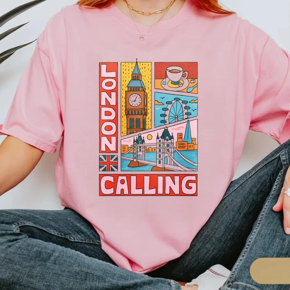 Women'S Fashion London - London Calling Grid Grafik Tişört Big