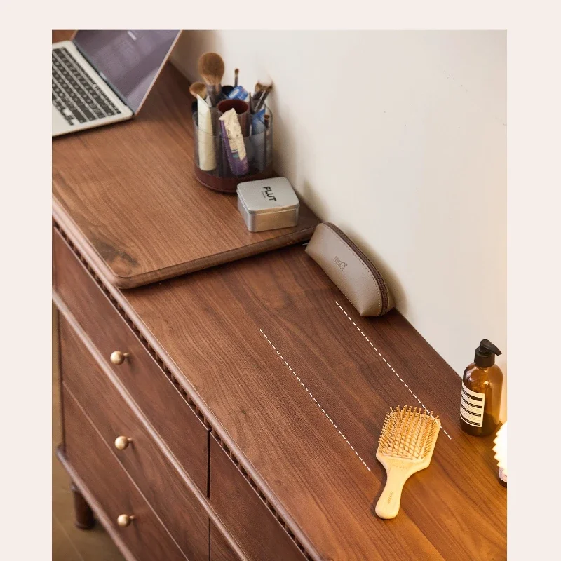 Makeup table, dresser, chest, integrated black walnut medieval desk, French retro storage cabinet