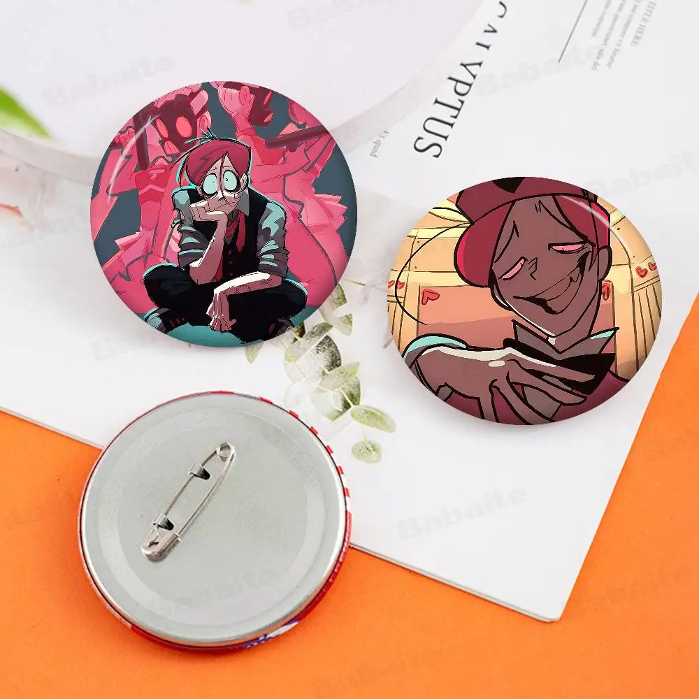 Beliebte Animation P-PSYCHOCUTIES 32/44/58mm Runde Cartoon Broschen Handgemachte Pins Für Rucksack Schmuck Zubehör Geschenke