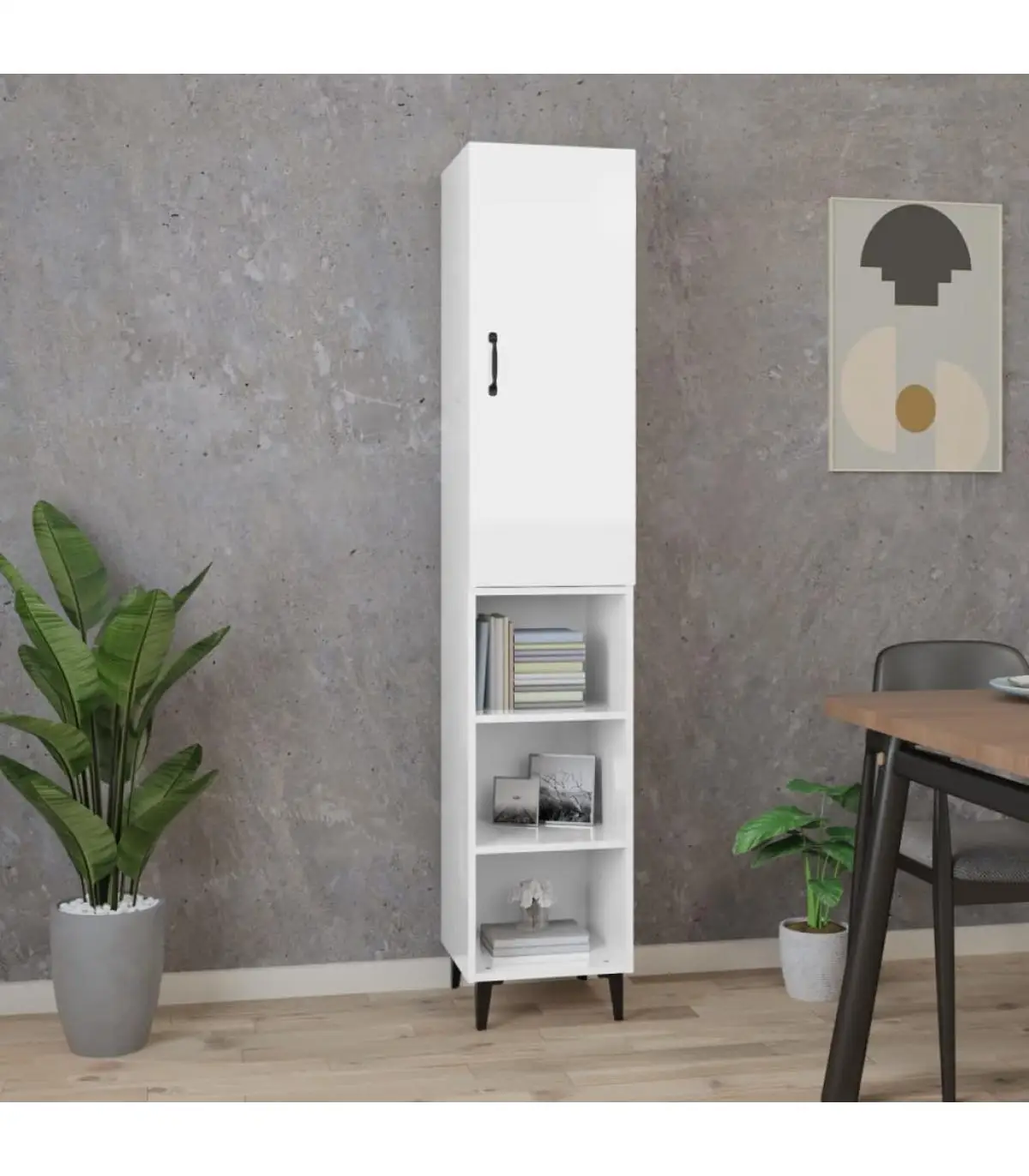 Sideboard high gloss white plywood 34,5x34x180 cm