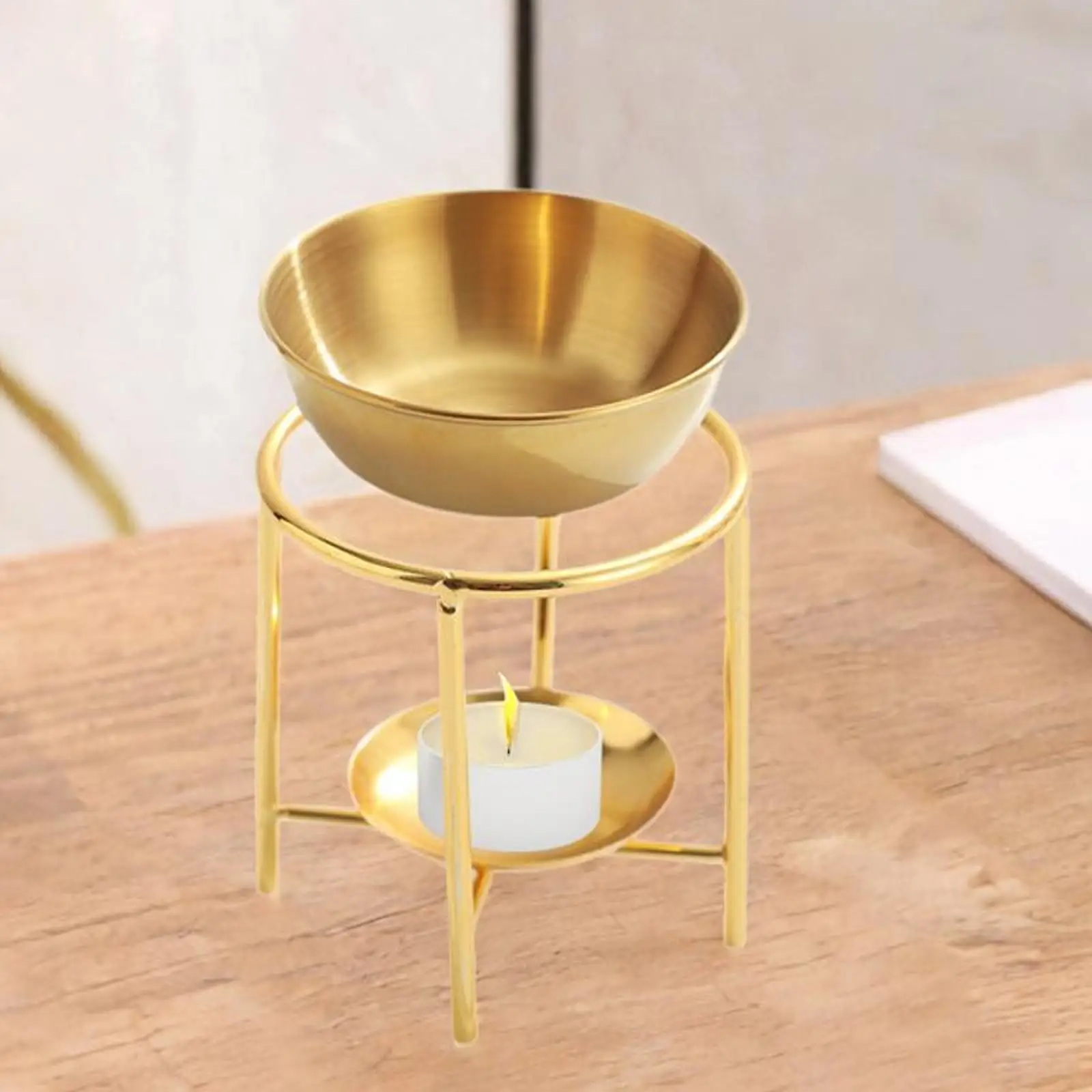 Essential Oil Burner Tealight Candle Holder Stainless Steel,Gold Decorative Waxes Melt Burner Aroma Oil Warmer for Yoga SPA