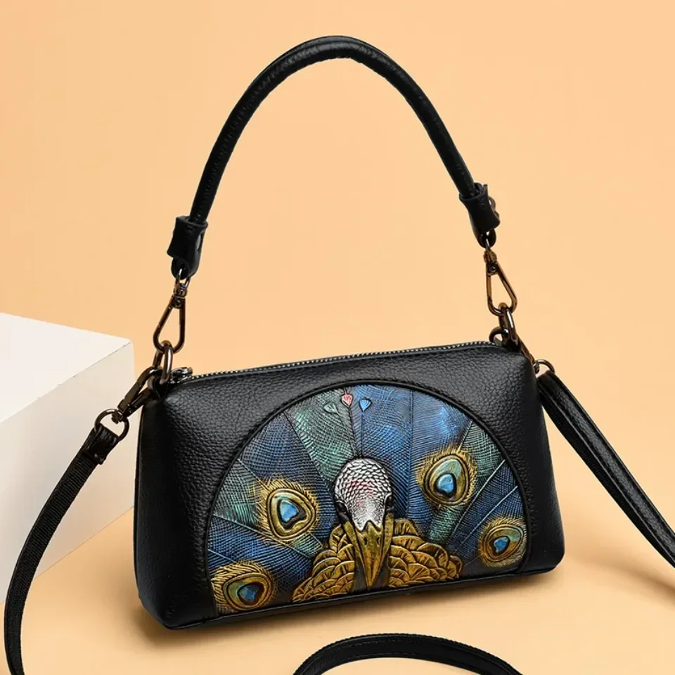 

Luxury Designer Brand Bolsas Femininas New Chinese Style High Quality Peacock Open Bottle Hand Bill Shoulder Bag for Women Hot