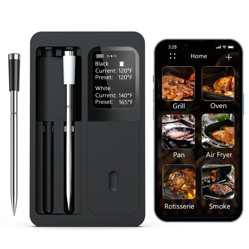 

Wireless Bluetooth BBQ thermometer, meat thermometer, kitchen food thermometer with display screen