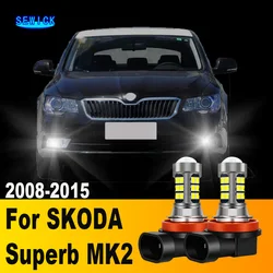 2Pcs LED Lamp Car Front Fog Light Accessories For SKODA Superb MK2 2008 2009 2010 2011 2012 2013 2014 2015
