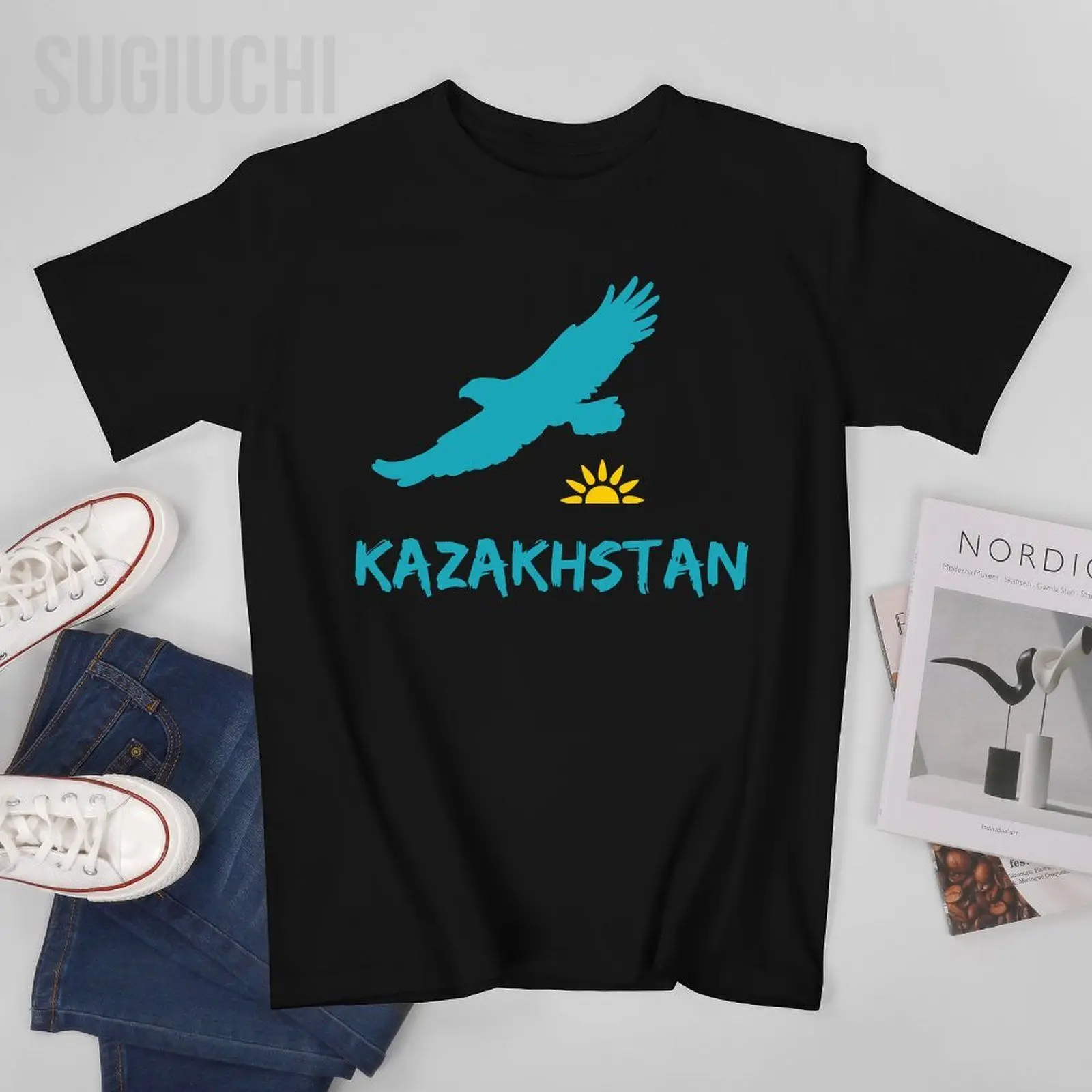 Unisex Men Kazakhstan Eagle Tshirt Tees T Shirts Women Boys 100% Cotton T-Shirt