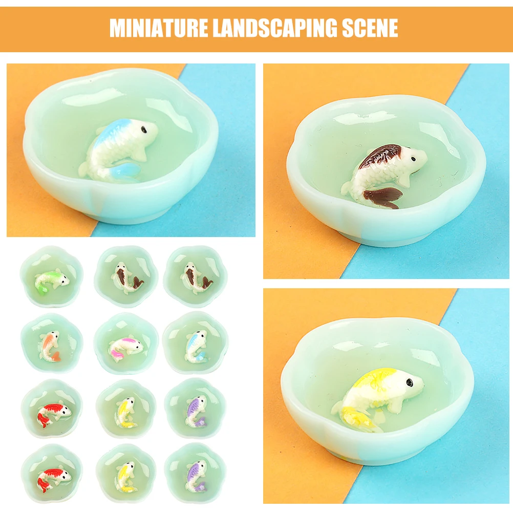 

15Pcs Miniature Fish Bowls Resin Craft Realistic Mini House Ornaments Fish Tank Decor Small Aquarium Decoration