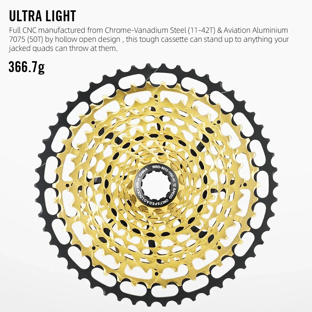 SPEDAO 12 Speed 11-50T MTB Bicycle Cassette 373g For HG Standard Hub 12v k7 Steel CNC Made Light-weight Sprocket Ultimate