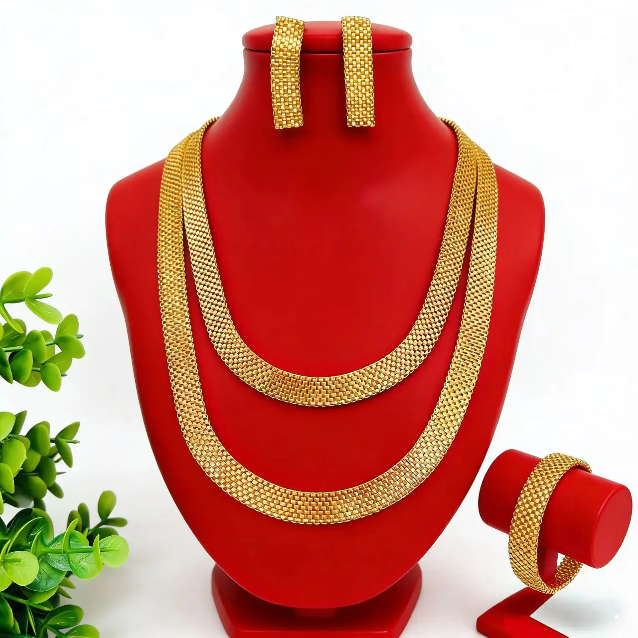 New Fashion Dubai French 24K Gold Plated Necklace Earrings Bracelet Elegant Wedding Party Jewelry Set for Beloved 666