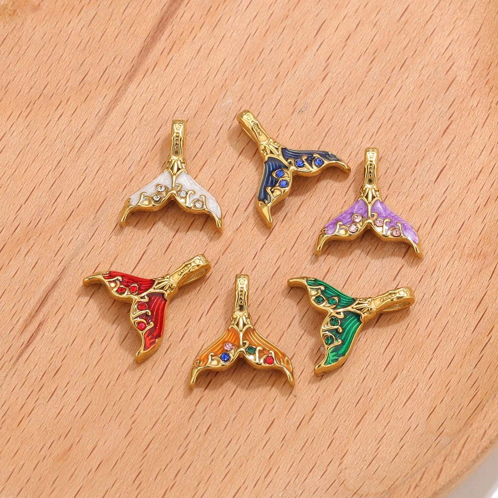 4 قطعة الفولاذ المقاوم للصدأ الذهب حورية البحر الذيل سحر ثلاثية الأبعاد ذيل السمكة قلادة لصنع المجوهرات DIY SeaStyle سحر لإكسسوارات القلادة