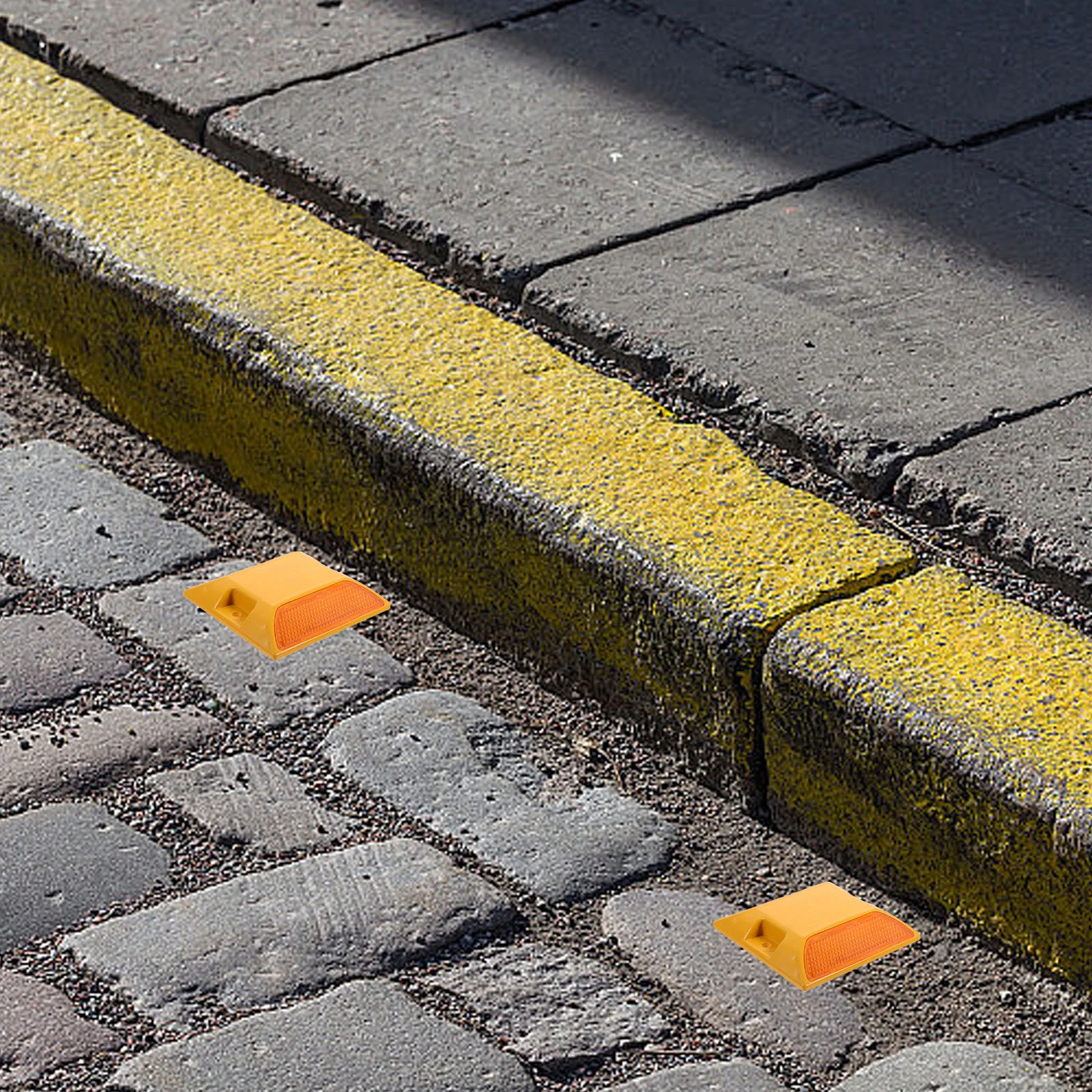 2 Stück reflektierende Verkehrsschilder aus Kunststoff, Auffahrtmarkierung, Auffahnen für Gehwegmarkierungen, Pflaster, Notfallreflektor, Straßenbolzen