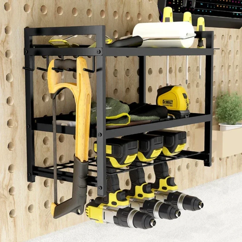 Stable Wall Mounted Power Tool Storage Rack Heavy Duty Floating Storage Rack Hand Drill Screwdriver Tool Shelf