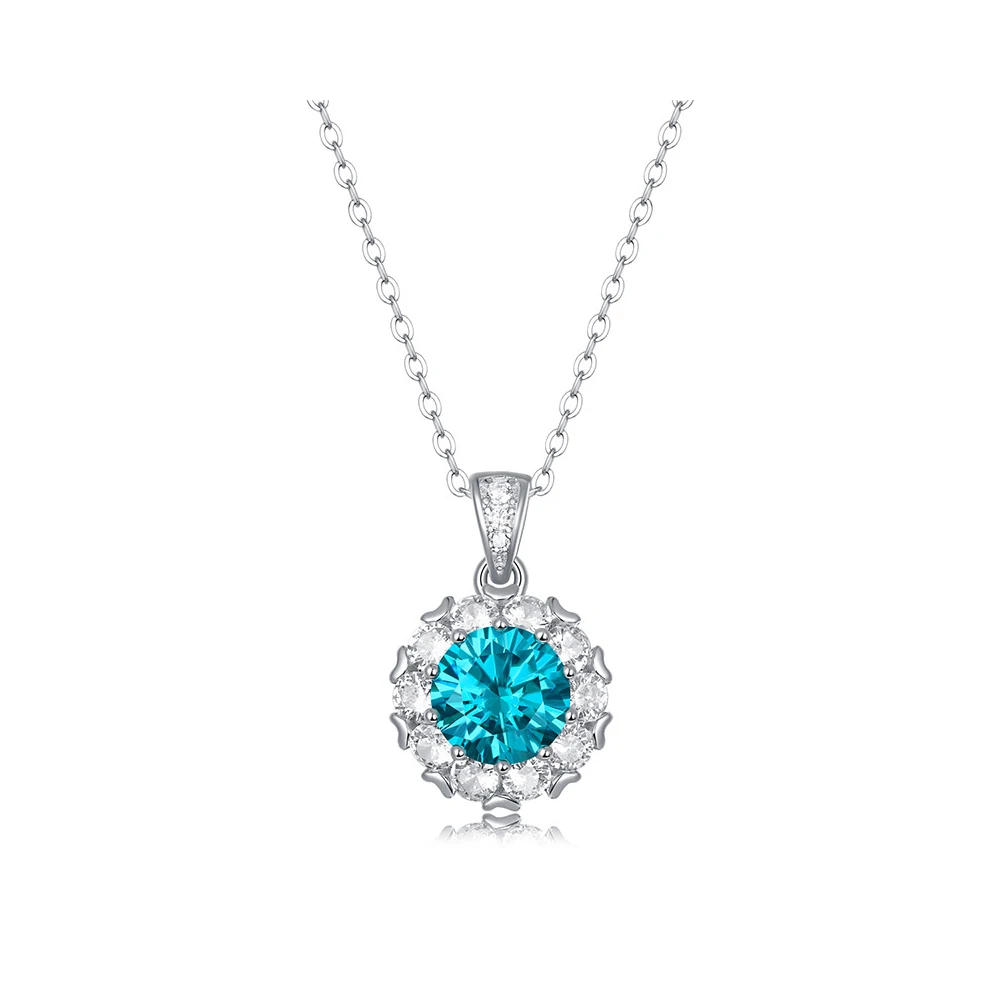 HOYON New s9252 Sterling Silver Necklace 3 Carat Blue Moissant Diamond GRA Certificate Women's Necklace Fashion Party Jewelry