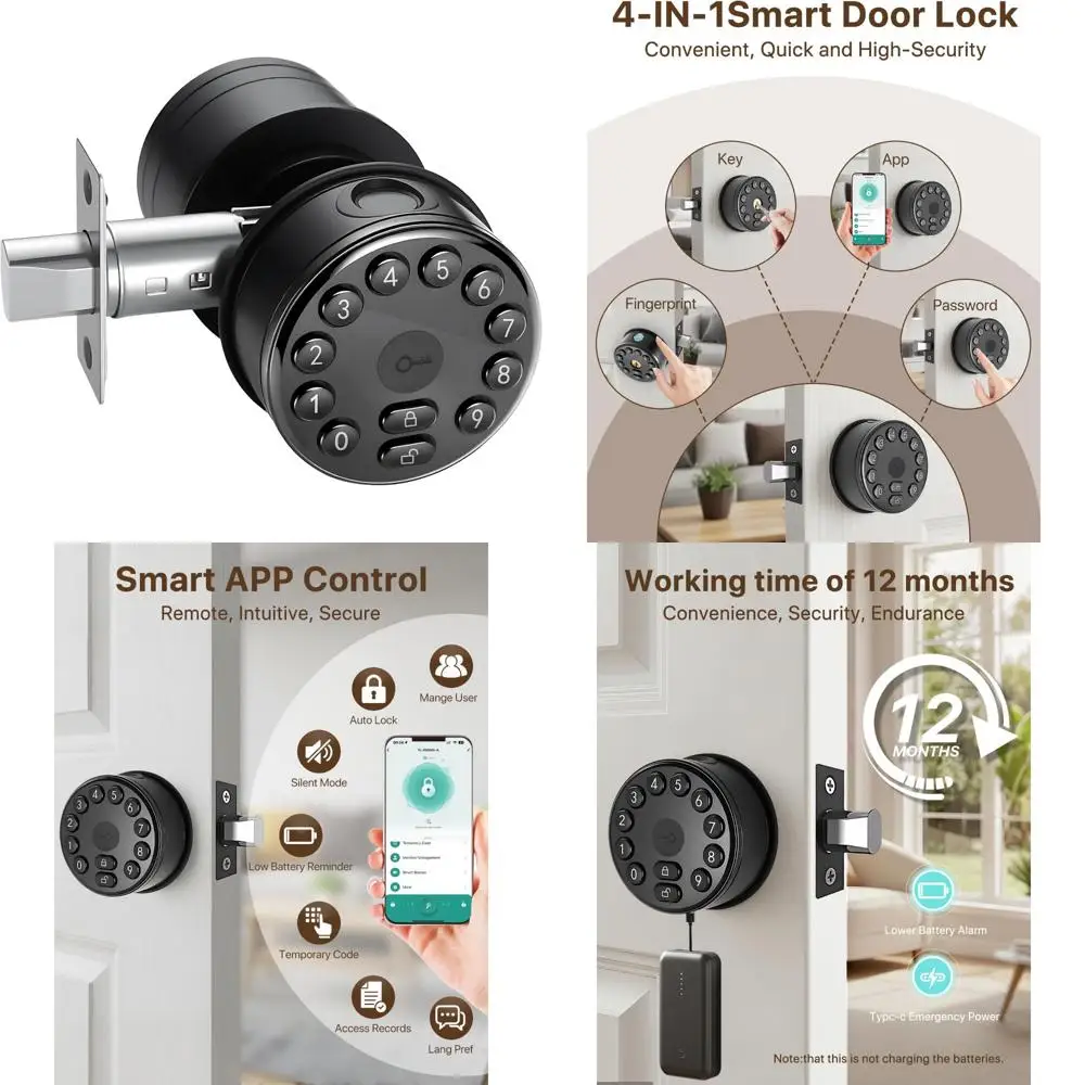 

Цифровой дверной замок с отпечатком пальца с клавиатурой, управлением через приложение, автоматической разблокировкой, электронным засовом для обеспечения безопасности входа спереди