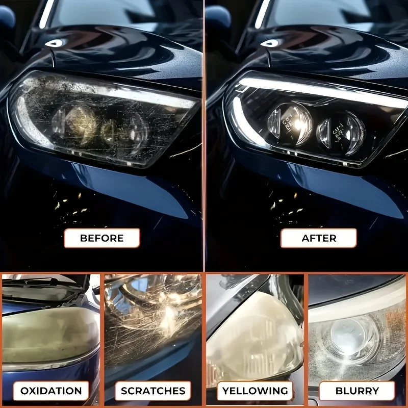 Car Headlight Restoration Polishing Headlamp Scratch Remover Repair Cleaning Paste Remove Oxidation Headlight Polish Liquid view 5