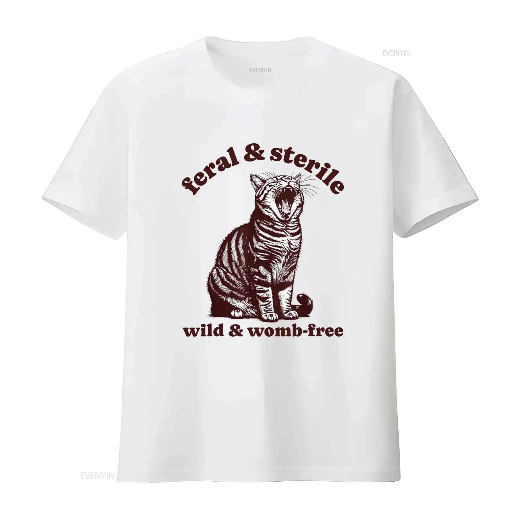 Feral And Sterile Funny Cat Hysterectomy Uterus Women's Joke T Shirt  vintage Washed Comfortable Soft Top For Everyday Wear
