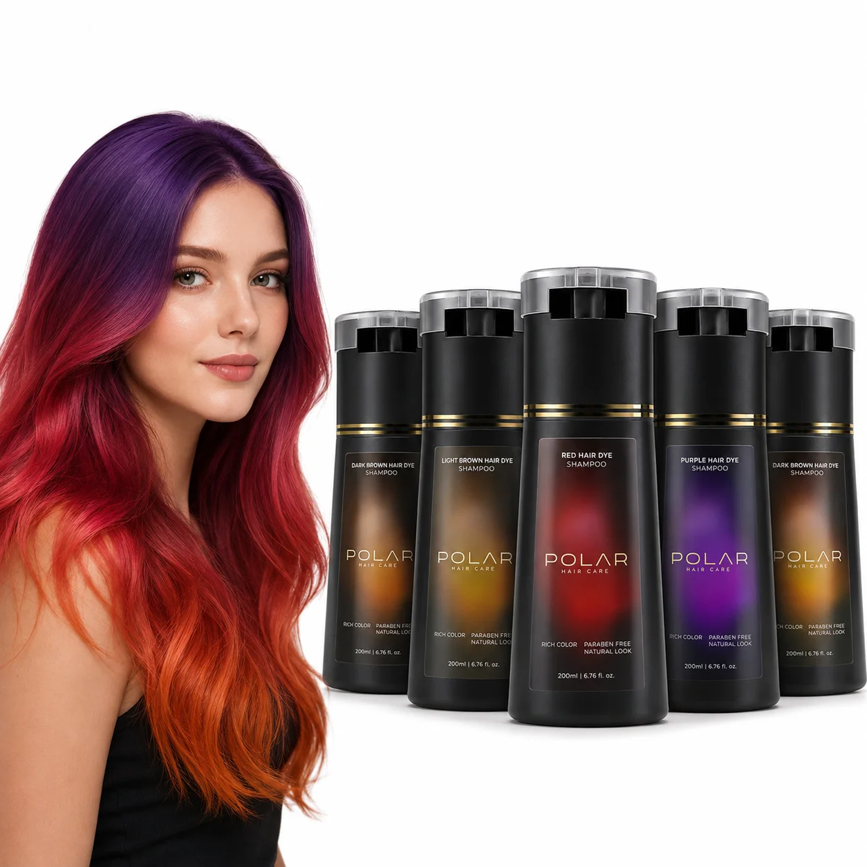 4 Colors POLAR Hair Dye Shampoo Plant Extract Hair Dye Shampoo Fast Coloring Grey Coverage Ammonia Free Hair Color Shampoo