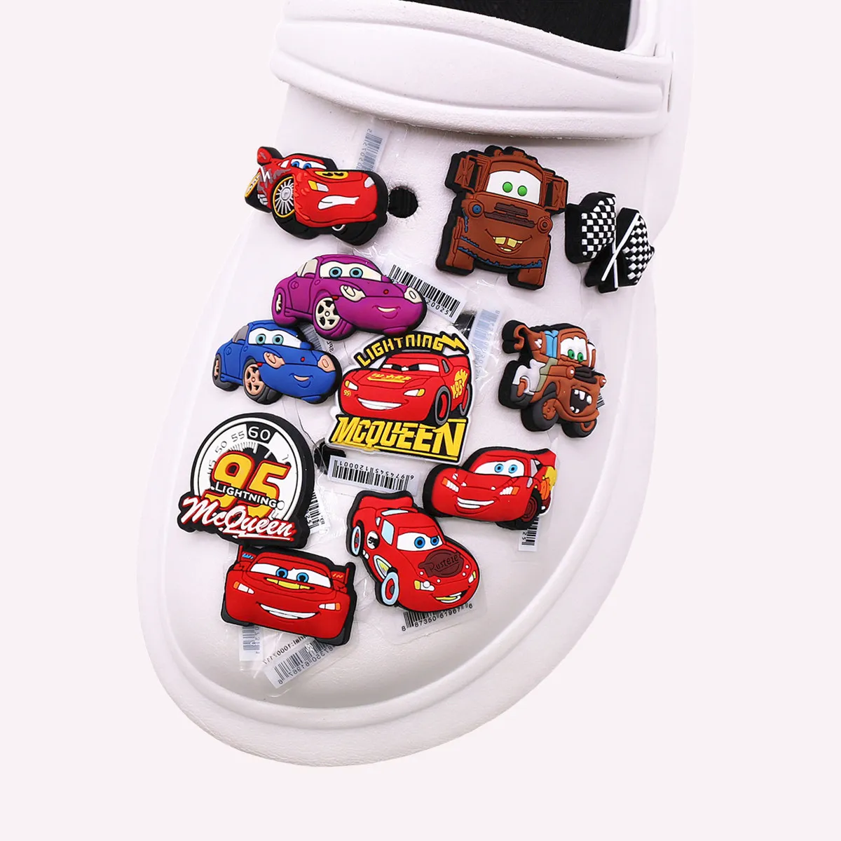 MINISO 1pcs Cartoon Cars Shoe Charms Clogs Aceessories Lightning McQueen Mater PVC Sandals Pins Decorate for Friends Gifts image 3
