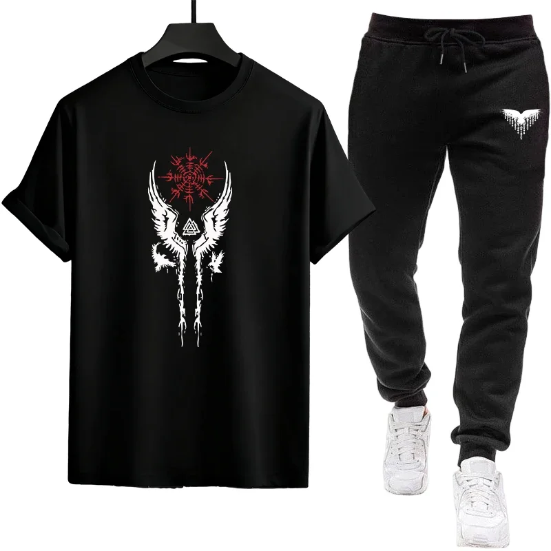

2026 Mens Premium Tracksuit Set Fashion Forward T-Shirt and Joggers with Advanced Moisture Wicking Technology for Summer Comfort