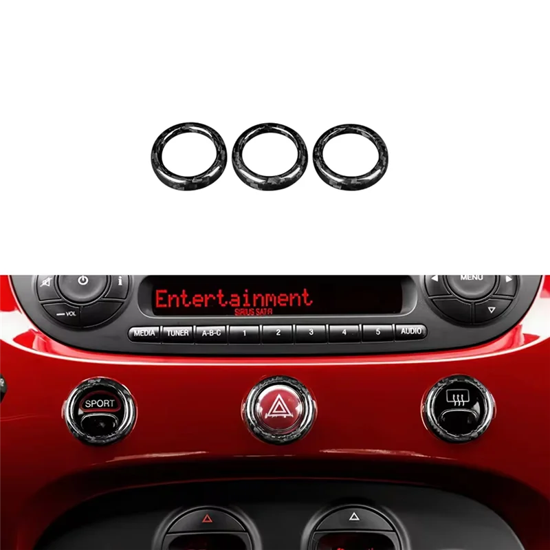 Clear Real Hard Carbon Fiber Car Turbo Ring Sticker Cover For Fiat 500 2008-2023 Abarth 595 2012-2023