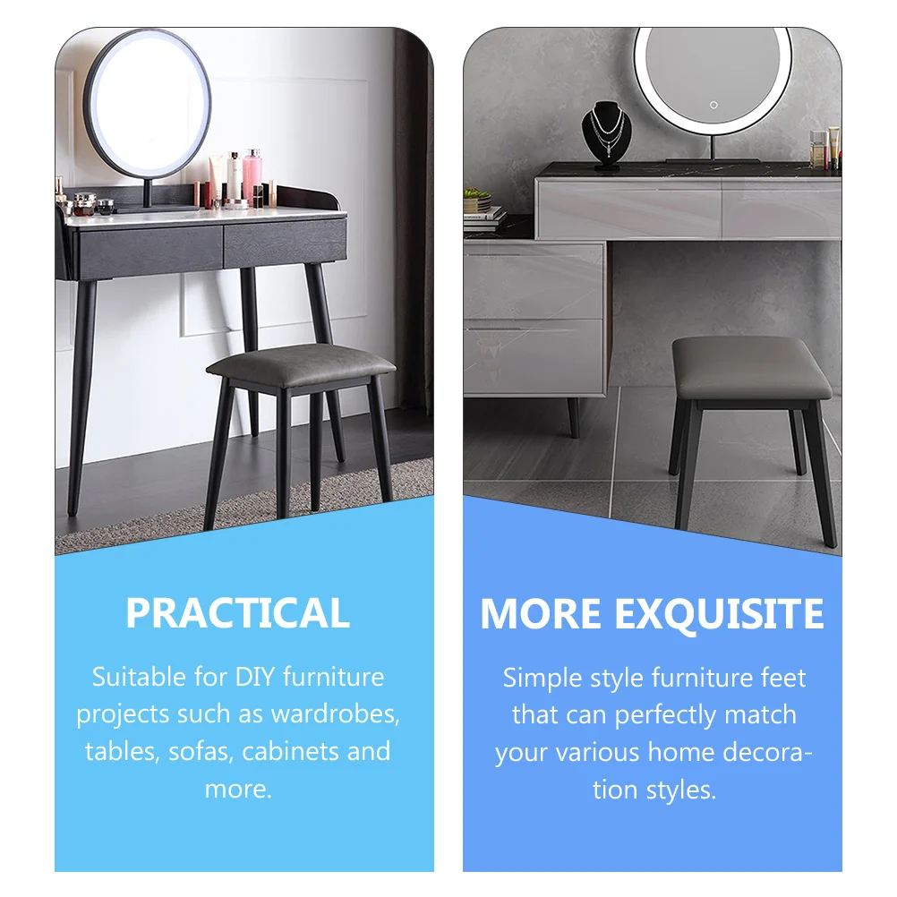 1pc Round Tapered Metal Table Legs Replacement Black Coffee Table Support Feet Furniture Legs for Tea Tables Cabinet Leg Upgrade