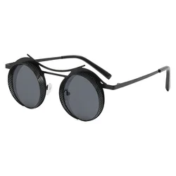 SHONEMES Round Sunglasses Vintage Steampunk Sun Glasses Hollow Frame Outdoor UV400 Eyewear Orange Black for Men Women