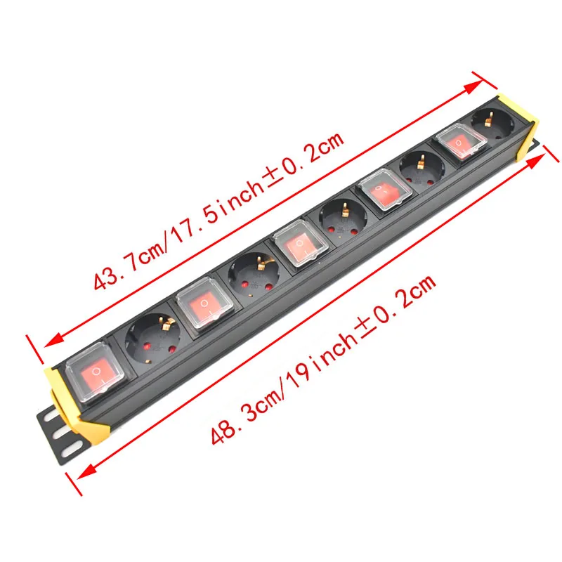 PDU Network Cabinet Rack Power Strip eu Outlets Socket Switch 2m Cord Independent switch