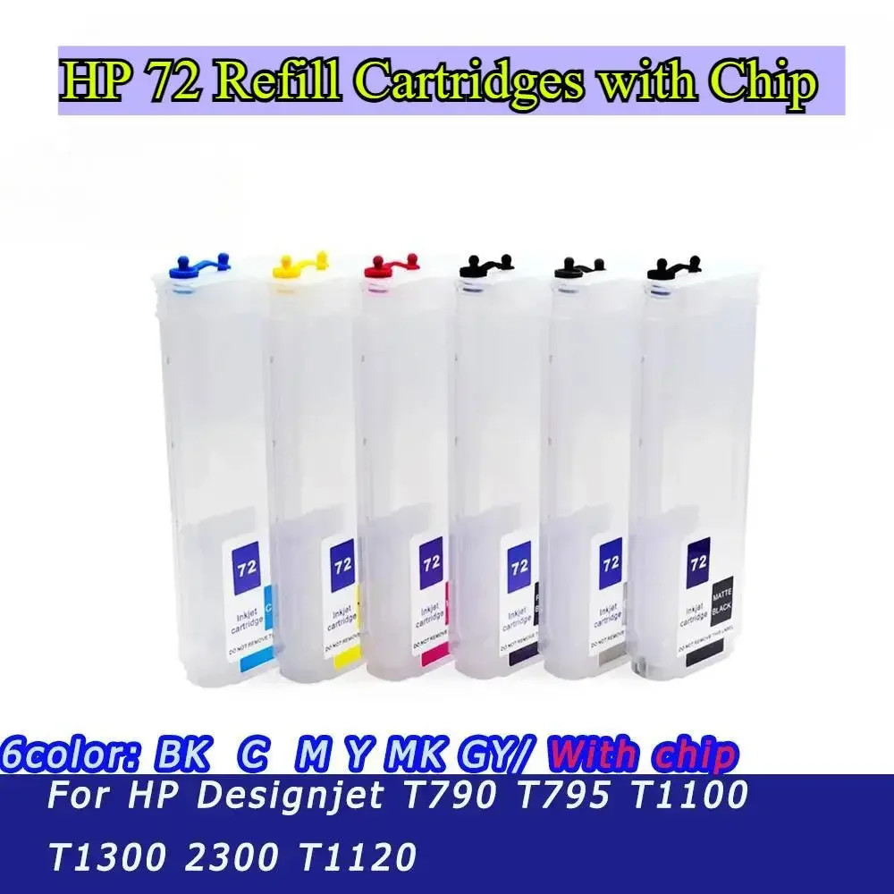 280ML HP72 Printer Cartridge For HP 72 Refillable Ink Cartridge With Permanent Chip For HP T790 T795 T1100 T1300 T2300 T1120 - Image 2