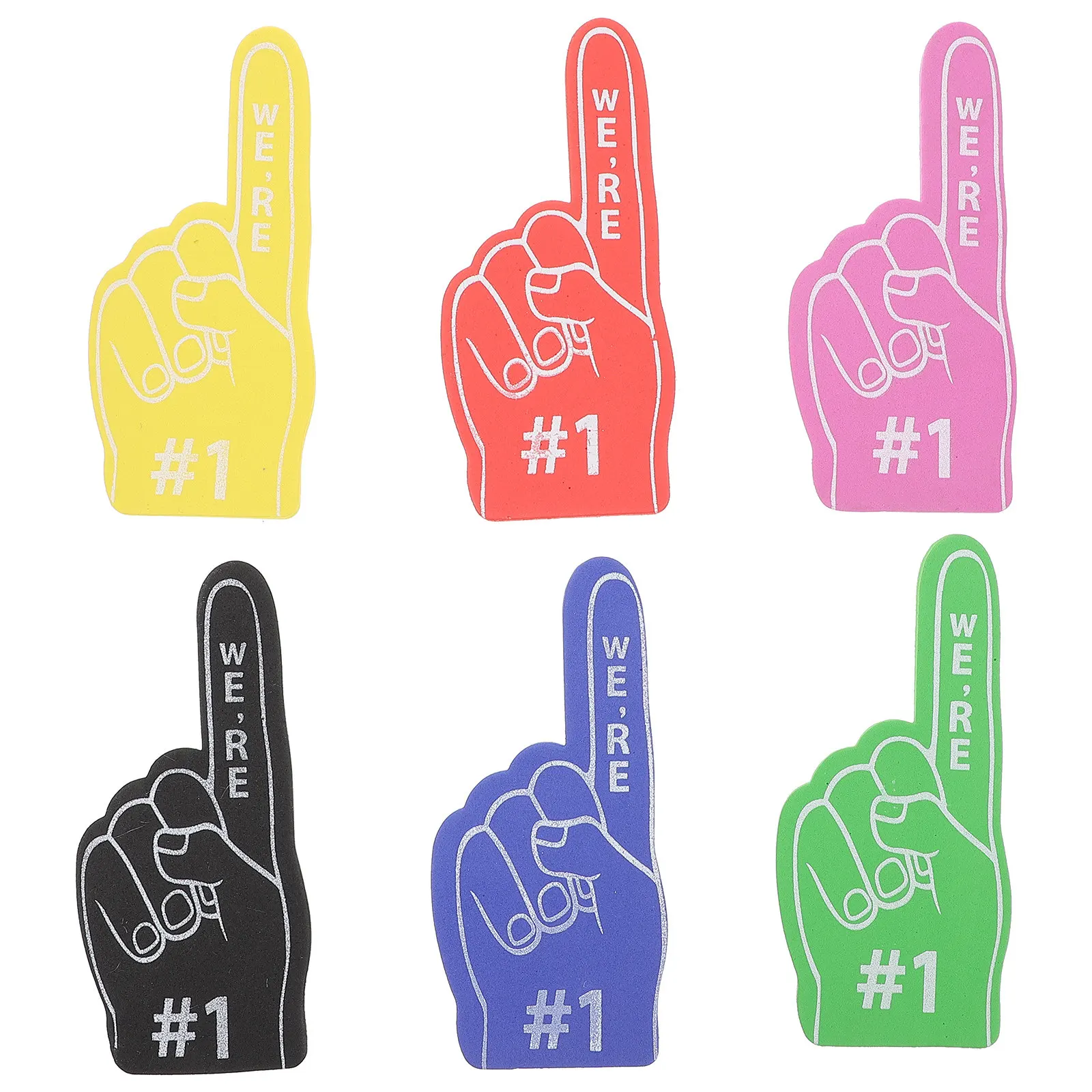6Pcs Giant Foam Fingers for Cheering Sports Games Festivals Shows Fan Support Portable Cheerleading Props Noise Makers Party
