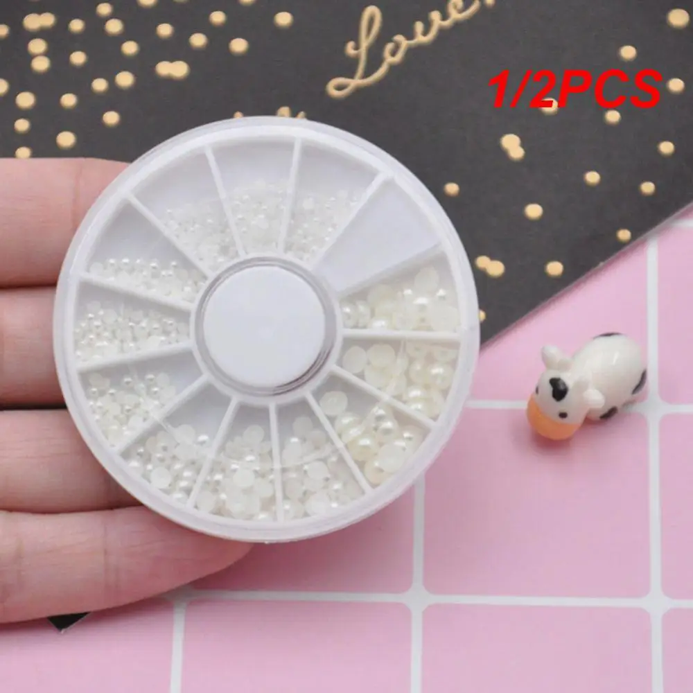 1/2PCS 2mm 3mm Wihte Semicircle Pearl Nail Glitter Nail Rhinestones Wheel Nail Art Decorations Makeup Tools