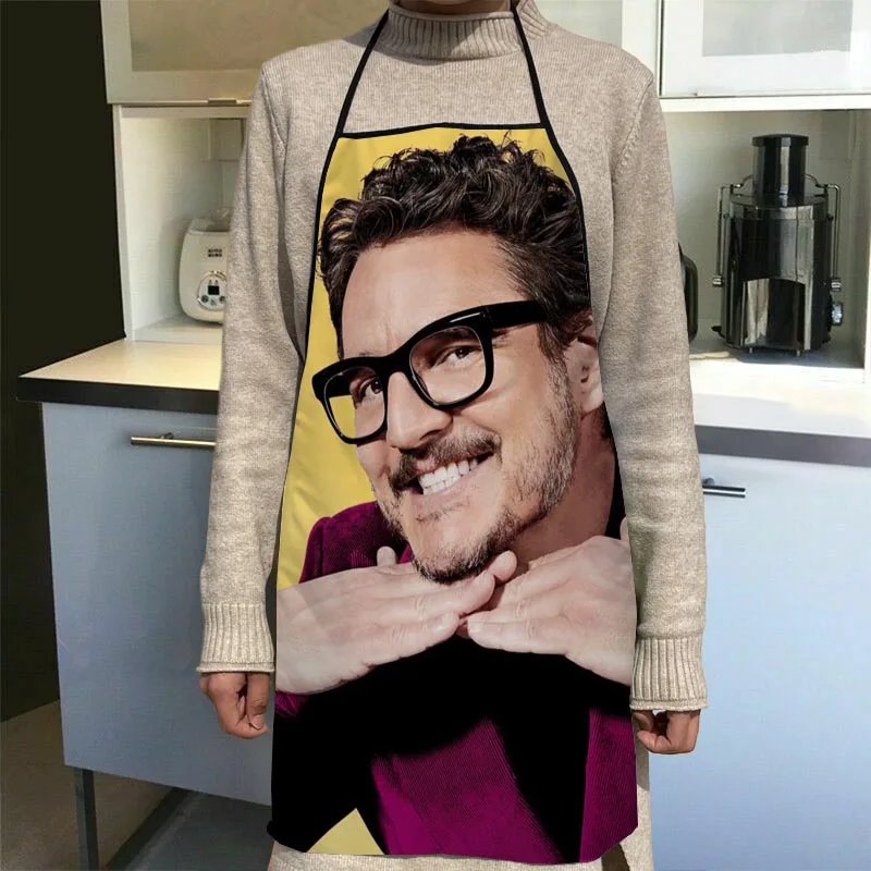 1Pcs Custom Pedro Pascal Kitchen Apron Dinner Party Cooking Apron Baking Accessories For Men Women Waterproof Oil-Proof Fabric