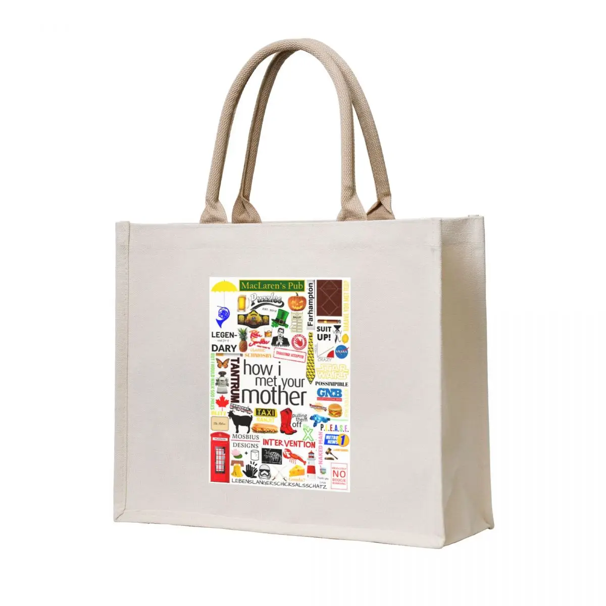 

How i Met Your Mother Collage Poster Iconographic - Infographic (White) Tote Bag Customizable tote bag