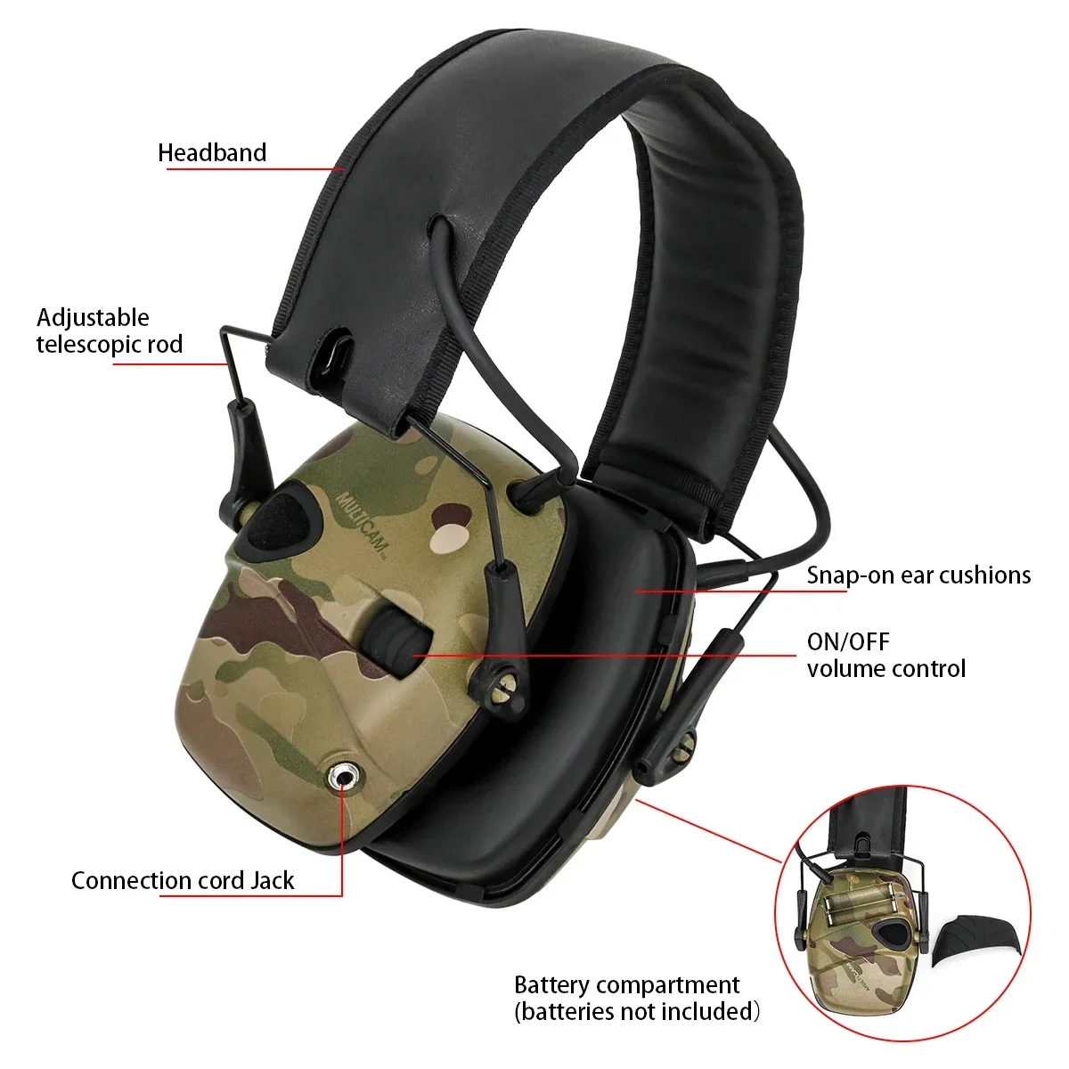 

Electronic Muffs Hearing Protection Noise Cancelling Sound Amplification Electronic Shooting Earmuffs for Airsoft Shooting Sport