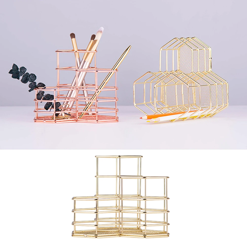 

Iron Pen Holder Makeup Brush Organizer Stationery Brushes for Desk Container Wrought