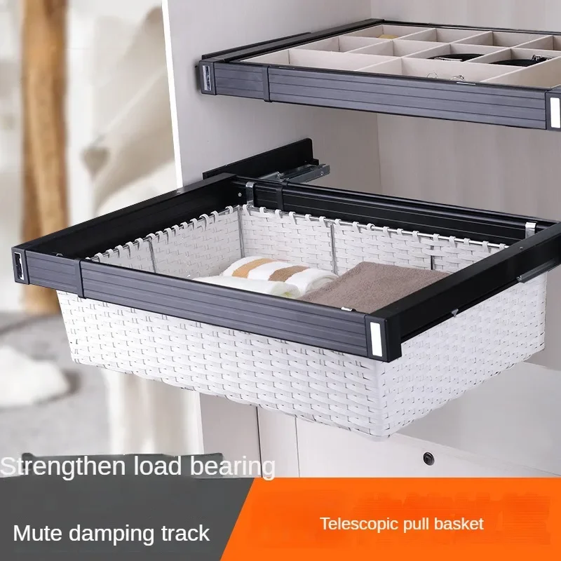 

Damping Track Storage Can Push Pull Wardrobe Basket Cabinet Inside Push Pull Trouser Hanger Decorative Box Storage Box Wholesale