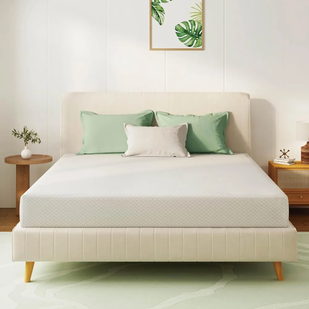 

Queen Mattress 8 Inch Green Tea Memory Foam Mattress for Cool Sleep & Pressure Relief, Fiberglass Free, Bed in a Box, Removable