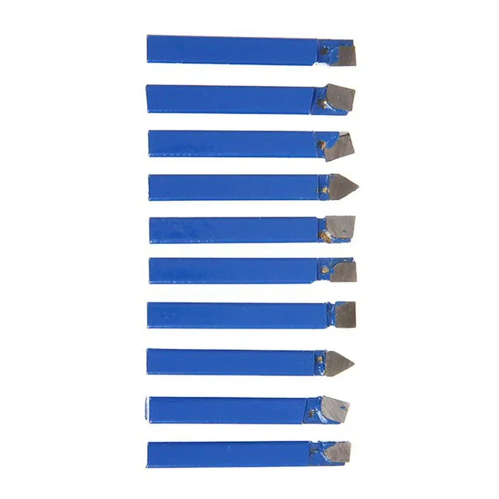 Bit Carbide Lathe Tool Welding 10Pcs Blue Manufacturing Metalworking Set Tilting Turning Wear Resistance Useful