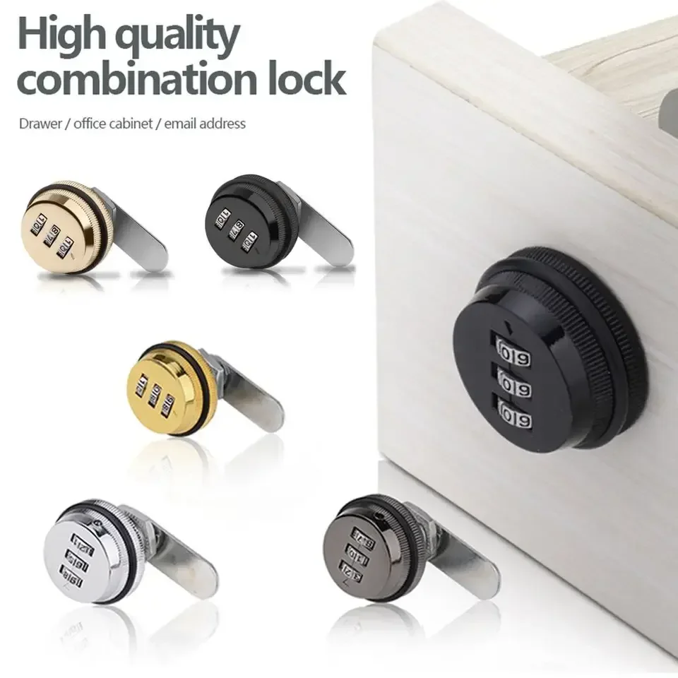 

Factory Special Price Cam Lock 3-digit Password Combination Smart Zinc Alloy Drawer Cabinet Door Wheel Lock Round Shape Security