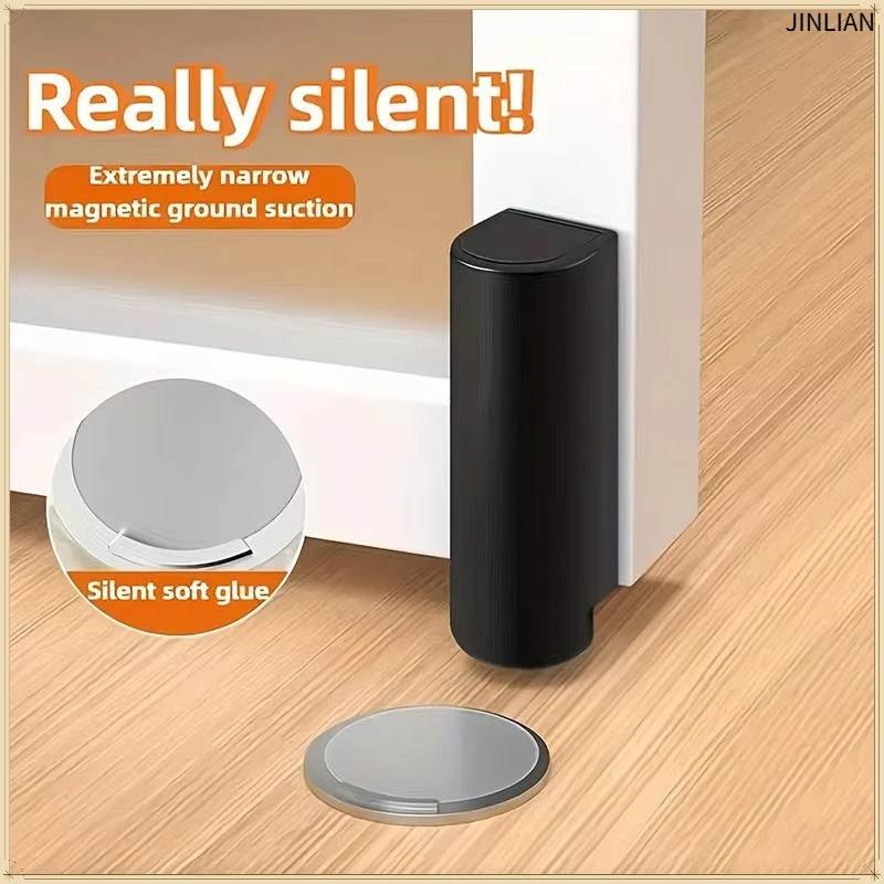 1/2/3PCS Heavy Duty Magnetic Door Stopper Stainless Steel Doorstop Black Without Punching Door Suction Door Holder Door Hardware