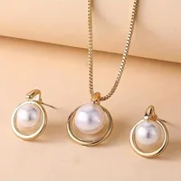 3PCS imitation pearl earrings necklace set, fashionable and elegant ladies jewelry set, suitable for daily/banquet/party wear