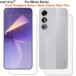 For Meizu 21 20 17 16s Pro 1 Set = Soft Back Carbon Fiber Film +Ultra Thin Clear Tempered Glass Front Screen Protector