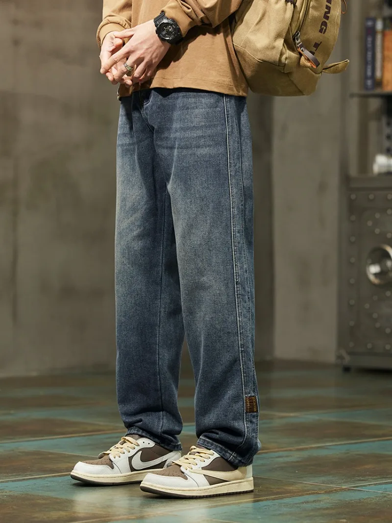 

2025 Autumn Y2K New Retro Jeans for Men Loose Straight Trendy Brand Casual Versatile Men's Wide-Leg Long Pants