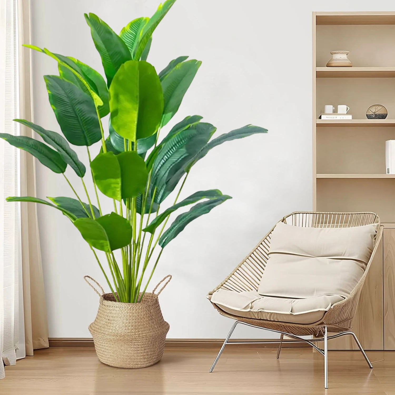 90cm 24 Leaf Large Tropical Palm Tree Fake Banana Plant Leaves Real Touch Strelitzia Reginae Plastic Plant for Home Garden