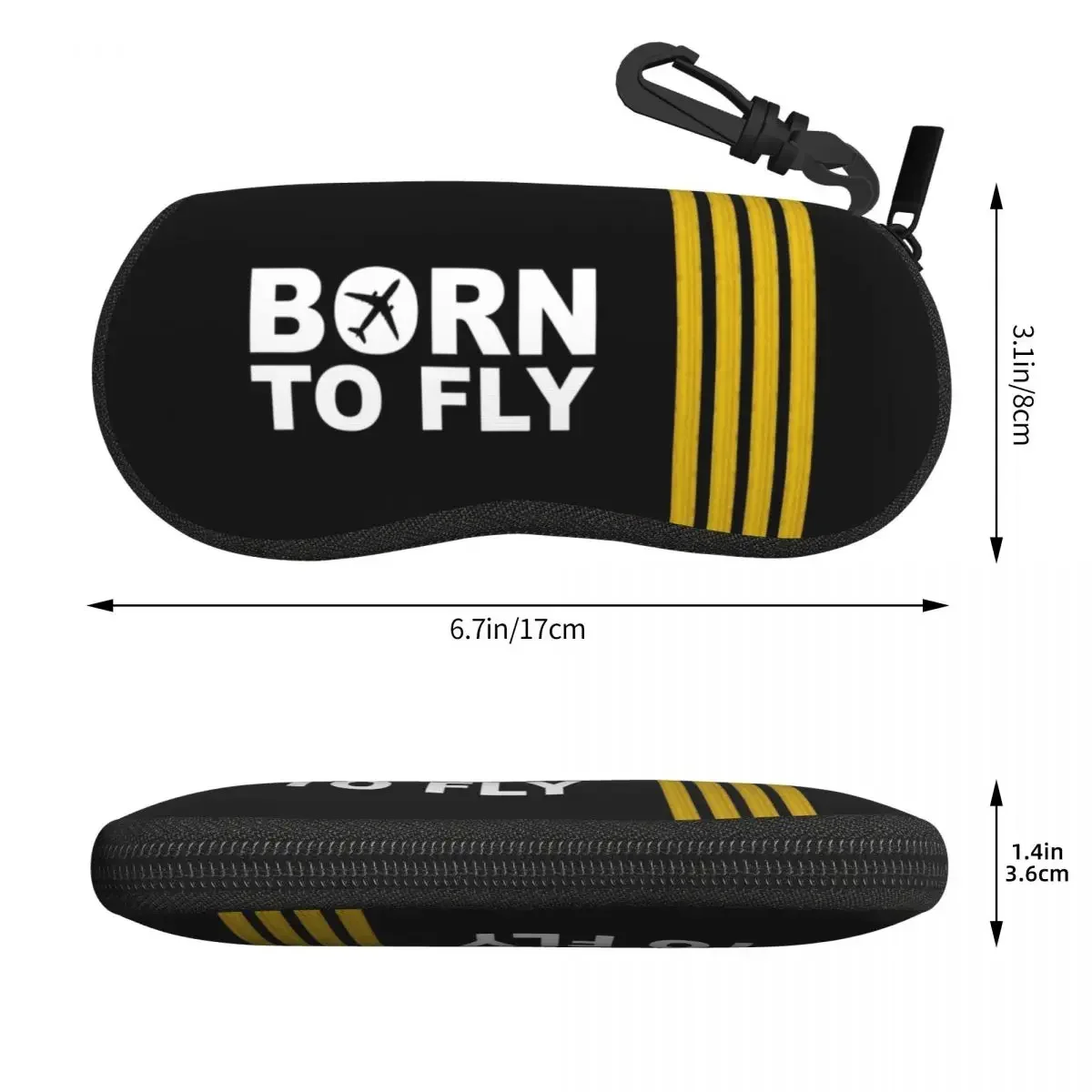 Custom Born To Fly Captain Stripes Flight Pilot Glasses Case Aviation Aviator Airplane Shell Eyeglasses Case Sunglasses Box